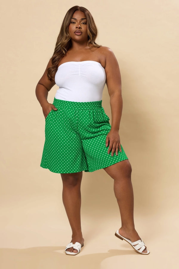 Büyük Beden Cepli Bürümcük Kumaş Puantiyeli Şort 304182 Vervegrand