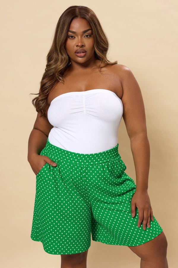 Büyük Beden Cepli Bürümcük Kumaş Puantiyeli Şort 304182 Vervegrand