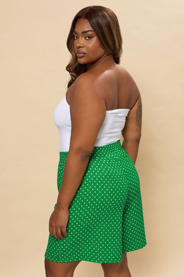 Büyük Beden Cepli Bürümcük Kumaş Puantiyeli Şort 304182 Vervegrand