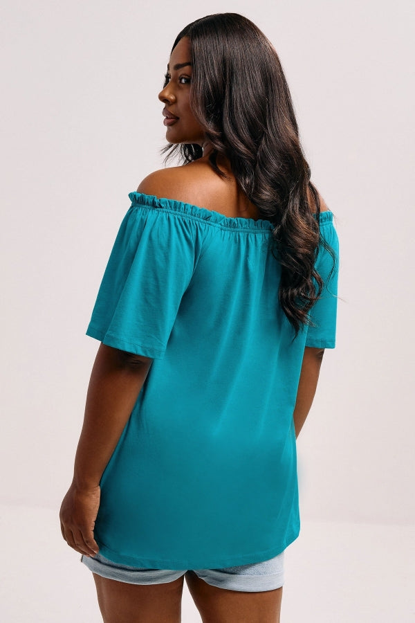 Büyük Beden Düşük Omuz Düğme Detaylı Straplez Bluz 322705 Vervegrand