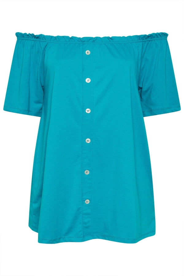 Büyük Beden Düşük Omuz Düğme Detaylı Straplez Bluz 322705 Vervegrand