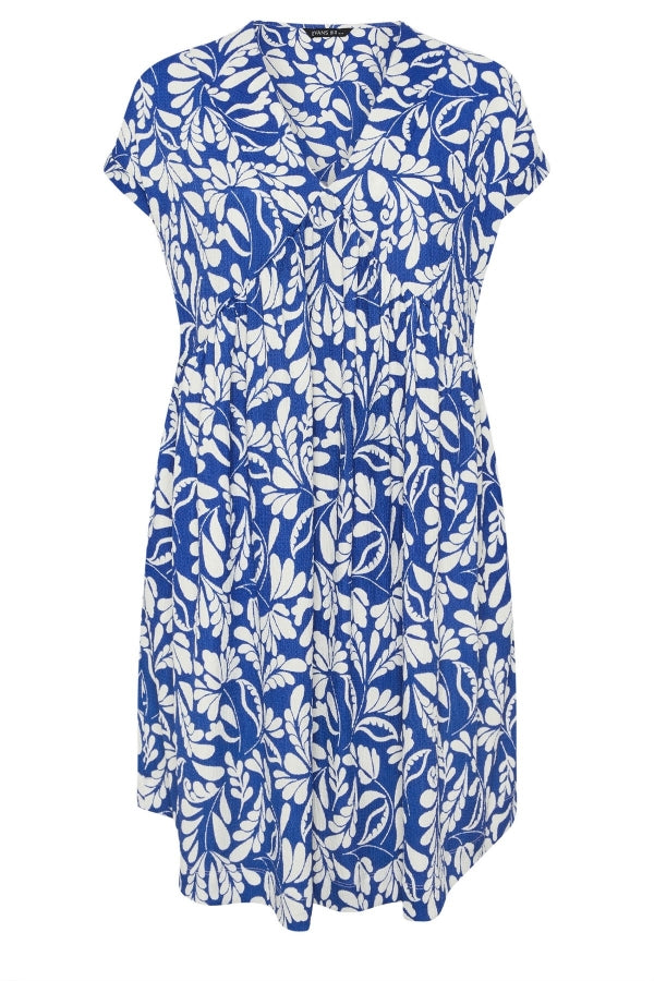 Büyük Beden V Yaka Kısa Kollu Cepli Çiçek Desenli Midi Elbise 616286 Vervegrand