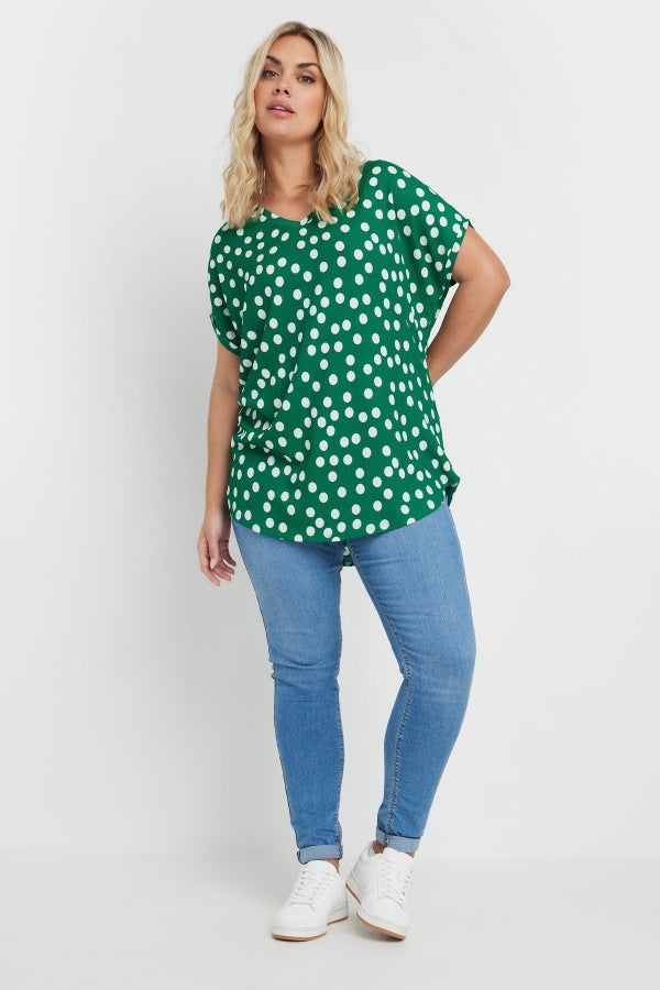 Büyük Beden V Yaka Kısa Kollu Puantiyeli T-shirt 303956 Vervegrand