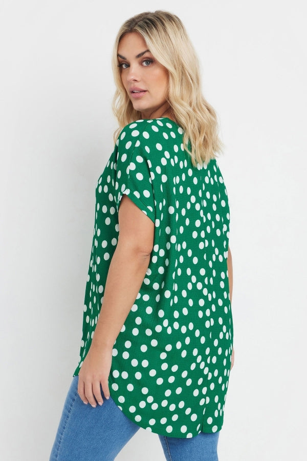 Büyük Beden V Yaka Kısa Kollu Puantiyeli T-shirt 303956 Vervegrand