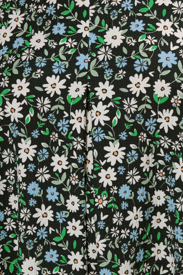 Büyük Beden V Yaka Sıfır Kol Çiçek Desenli T-shirt 304168 Vervegrand