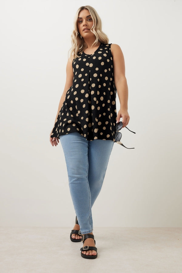 Büyük Beden V Yaka Sıfır Kol Puantiyeli T-shirt 304033 Vervegrand