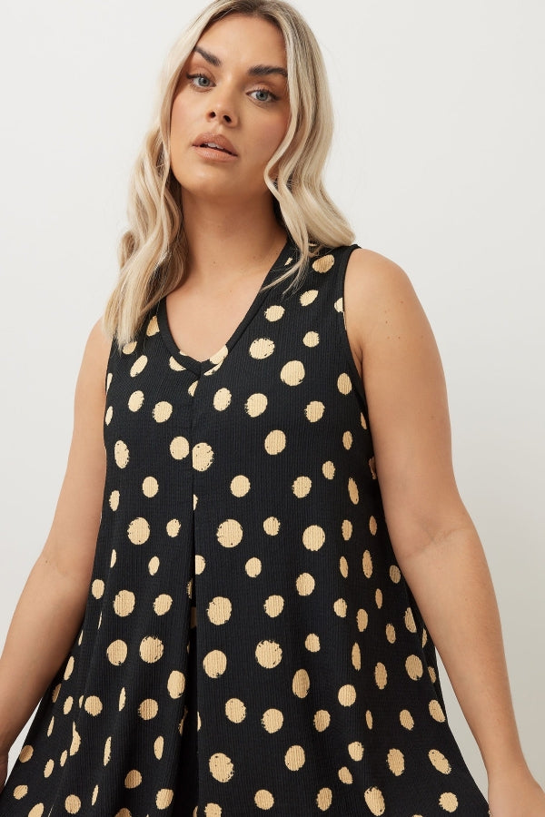 Büyük Beden V Yaka Sıfır Kol Puantiyeli T-shirt 304033 Vervegrand