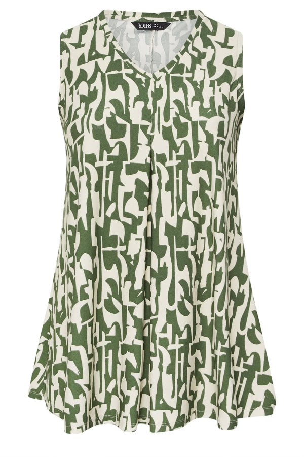 Büyük Beden V Yaka Sıfır Kol Soyut Desenli T-shirt 322685 Vervegrand