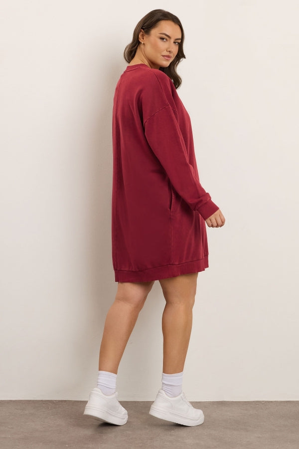 Büyük Beden Yarım Balıkçı Yaka Uzun Kollu Cepli Diz Üstü Sweat Elbise 304078 Vervegrand