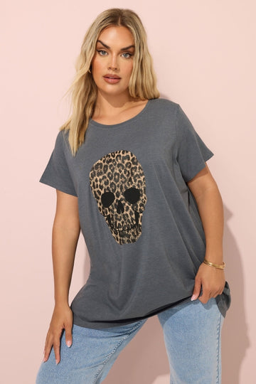 Büyük Beden Kısa Kollu Bisiklet Yaka Baskılı T-shirt 304191 Vervegrand