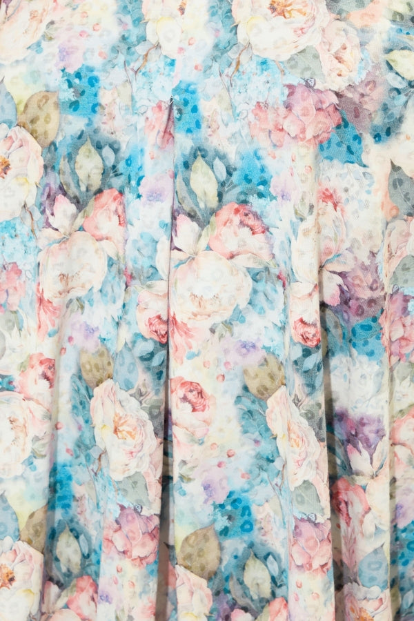 Büyük Beden Sıfır Kol V Yaka Çiçek Desenli Eteği Bollaşan Bluz 304188 Vervegrand