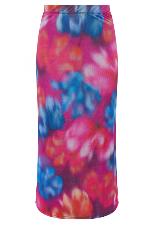 Büyük Beden Beli Lastikli Desenli Astarlı Uzun Tül Etek 160297 Vervegrand