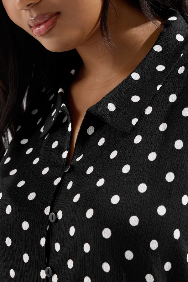 Büyük Beden Polo Yaka Sıfır Kol Düğmeli Puantiyeli T-shirt 303958 T-shirt Vervegrand