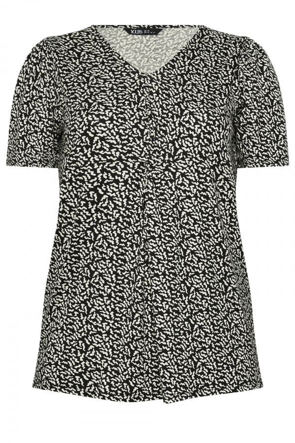 Büyük Beden V Yaka Desenli Asimetrik Kesim Likralı Bluz 303372 Vervegrand