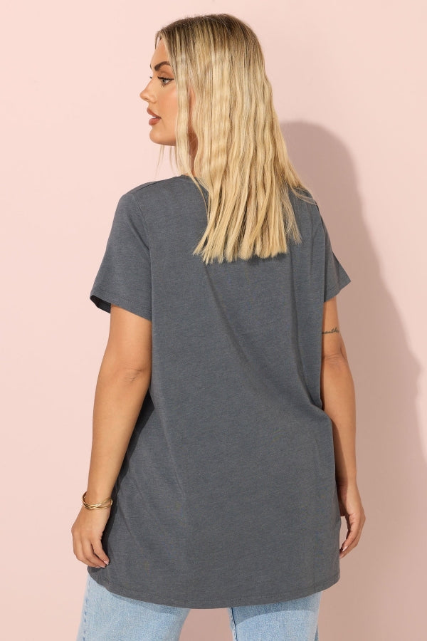 Büyük Beden Kısa Kollu Bisiklet Yaka Baskılı T-shirt 304191 Vervegrand