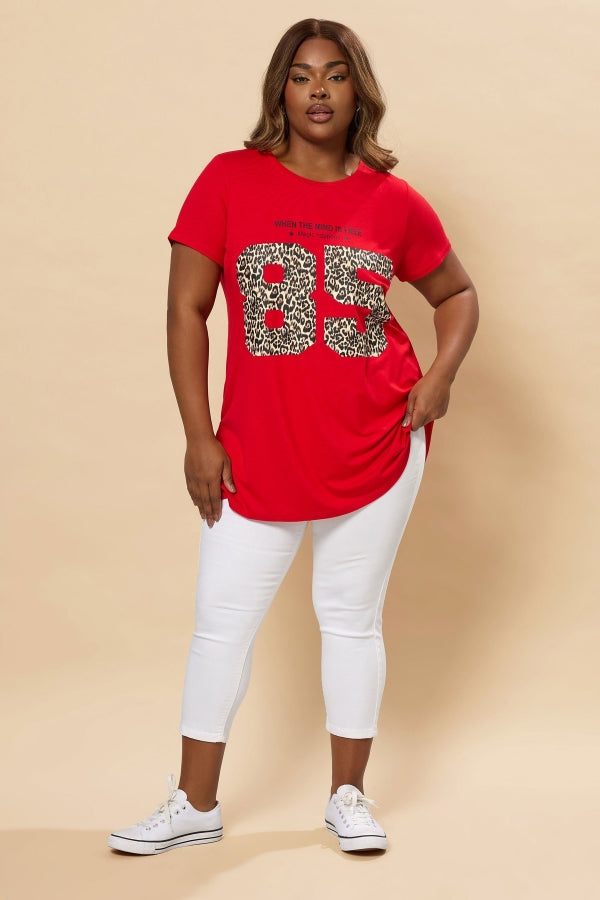 Büyük Beden Bisiklet Yaka Kısa Kollu Baskılı T-shirt 304173 T-shirt Vervegrand