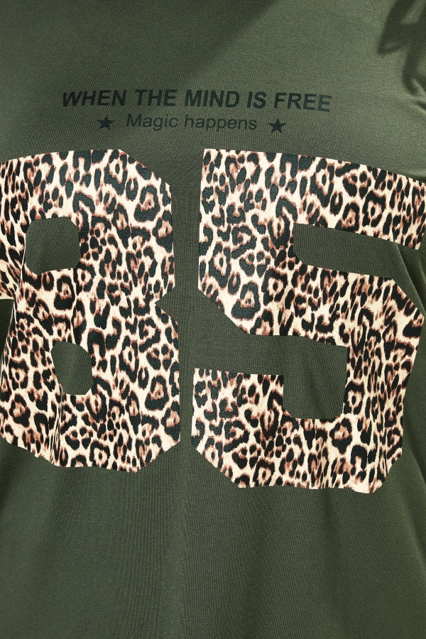 Büyük Beden Bisiklet Yaka Kısa Kollu Baskılı T-shirt 304172 T-shirt Vervegrand