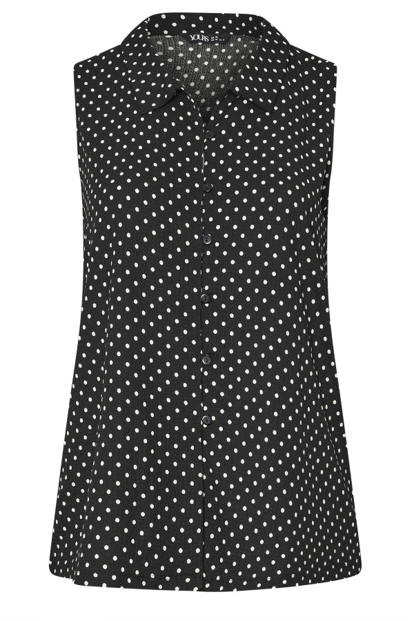 Büyük Beden Polo Yaka Sıfır Kol Düğmeli Puantiyeli T-shirt 303957 T-shirt Vervegrand