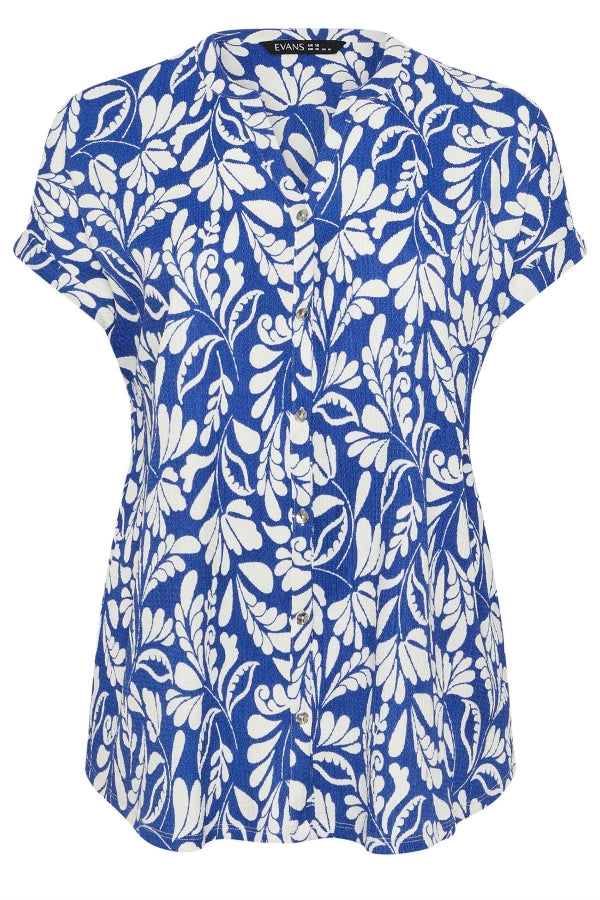 Büyük Beden Polo Yaka Kısa Kollu Düğmeli Çiçek Desenli Bluz 616290 Bluz Vervegrand