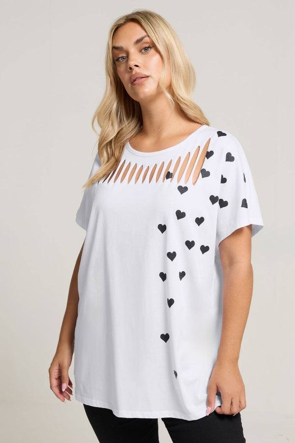 Büyük Beden Kısa Kollu Bisiklet Yaka Baskılı T-shirt 304345 Vervegrand