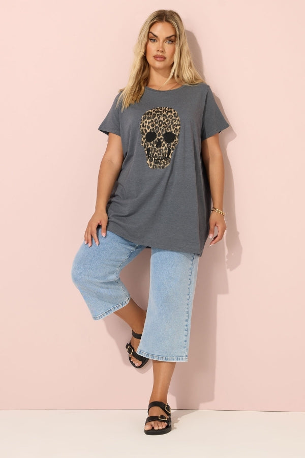 Büyük Beden Kısa Kollu Bisiklet Yaka Baskılı T-shirt 304191 Vervegrand