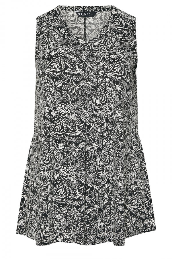 Büyük Beden Sıfır Kol V Yaka Çiçek Desenli Eteği Bollaşan Bluz 322683 Vervegrand