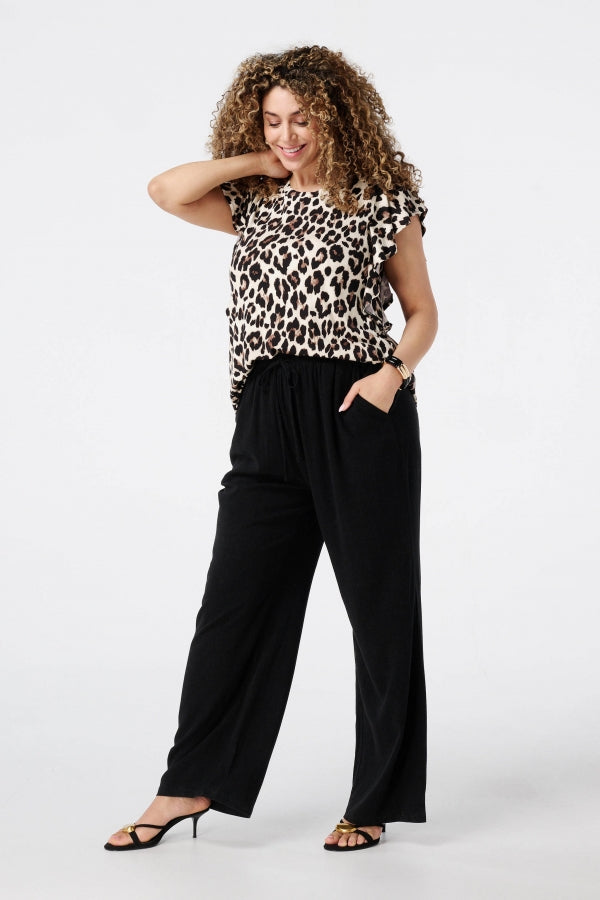 Büyük Beden Bisiklet Yaka Baskılı Kolları Fırfırlı Bluz E26414 Bluz Vervegrand