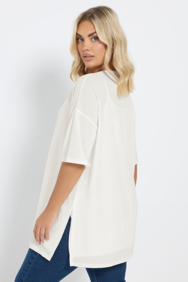 Büyük Beden Bisiklet Yaka Kısa Kollu Yanları Yırtmaçlı Astarlı Bluz 303434 Vervegrand