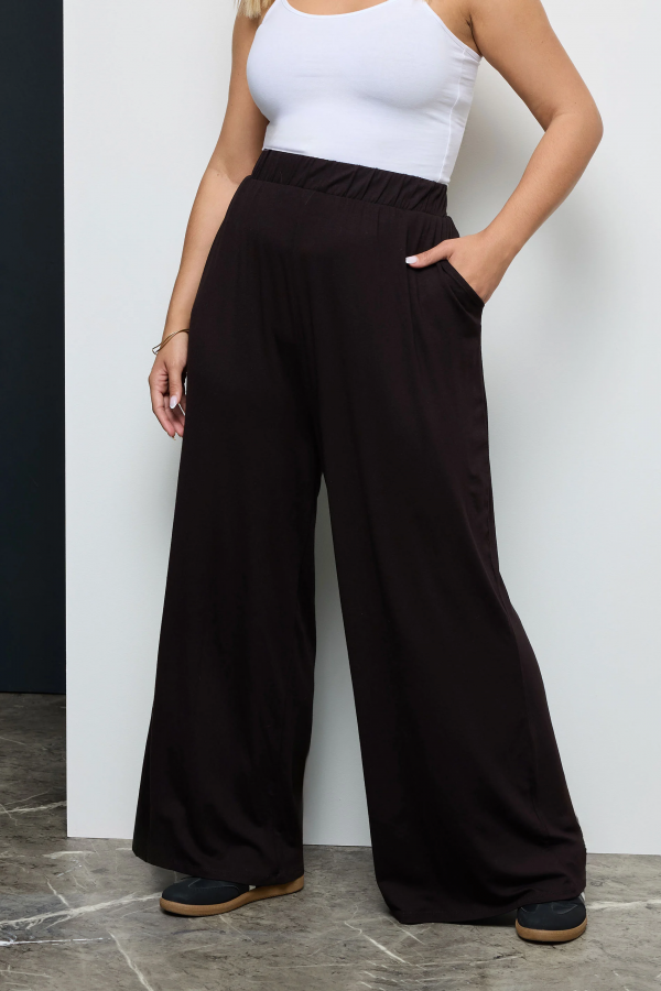 Büyük Beden Beli Lastikli Cepli Geniş Paça Pantolon 143418 Vervegrand