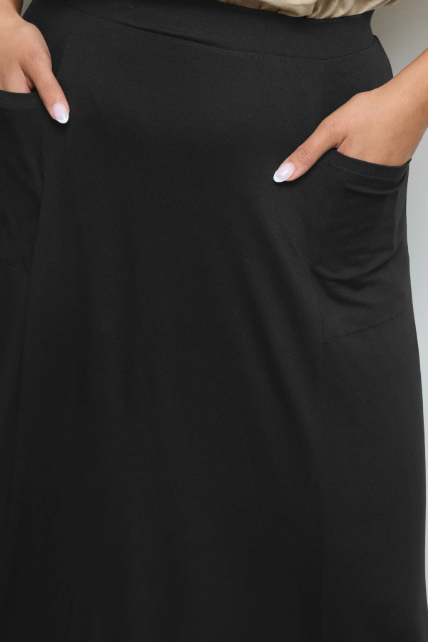 Büyük Beden Beli Lastikli Cep Detaylı Uzun Kesim Etek 160051 Vervegrand