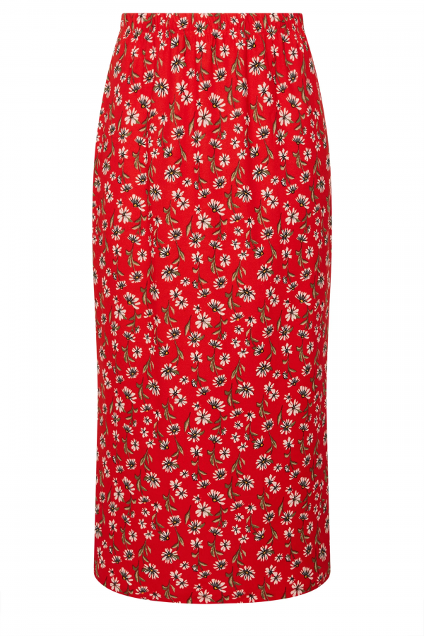 Büyük Beden Beli Lastikli Uzun Kesim Çiçek Desenli Cepsiz Etek 303898 Vervegrand