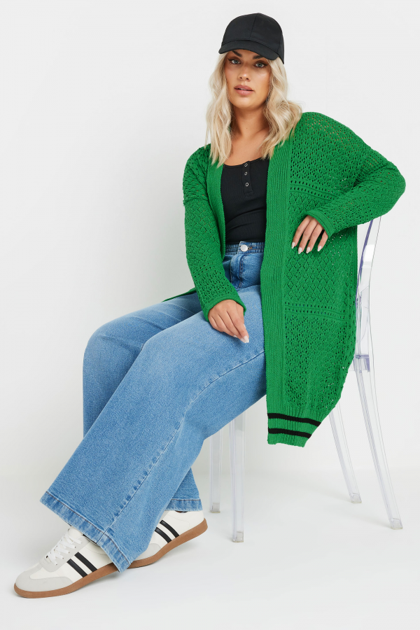 Büyük Beden Uzun Kollu Önü Kapamasız Uzun Dantel Hırka 302325 Vervegrand