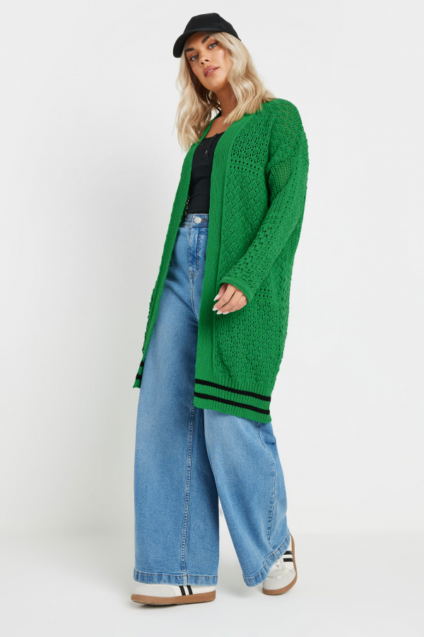 Büyük Beden Uzun Kollu Önü Kapamasız Uzun Dantel Hırka 302325 Vervegrand