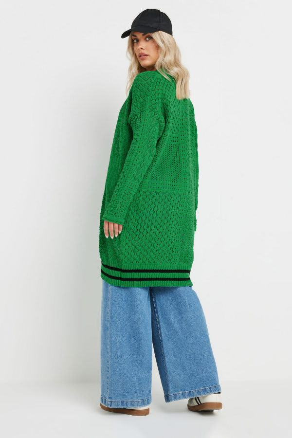 Büyük Beden Uzun Kollu Önü Kapamasız Uzun Dantel Hırka 302325 Vervegrand