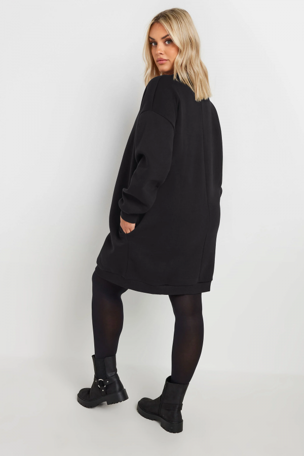 Büyük Beden Bisiklet Yaka Uzun Kollu Kısa Sweatshirt Elbise 126443 Vervegrand