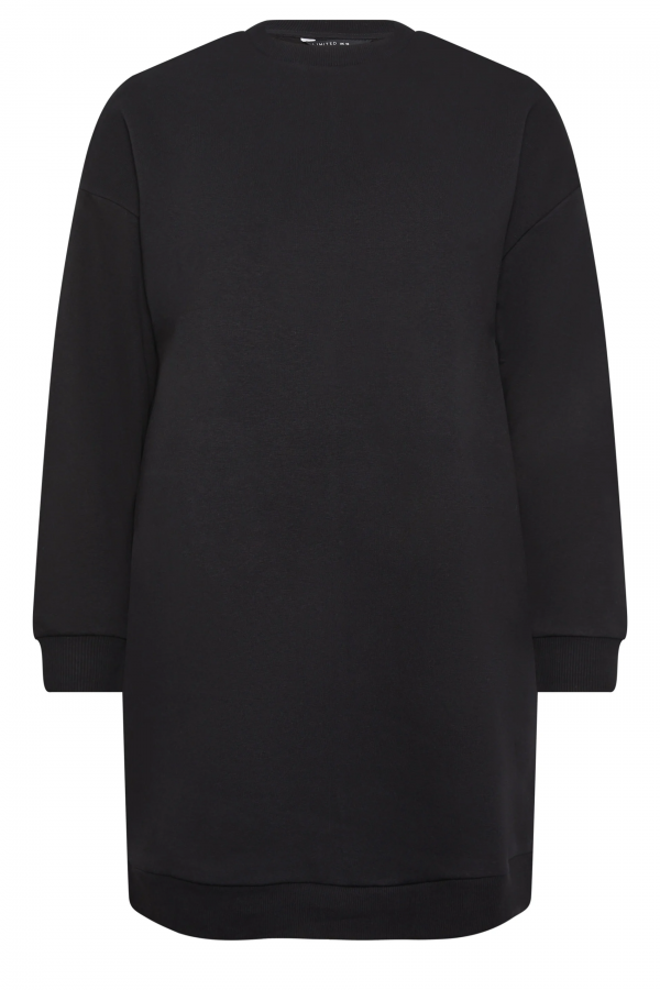 Büyük Beden Bisiklet Yaka Uzun Kollu Kısa Sweatshirt Elbise 126443 Vervegrand