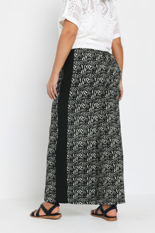 Büyük Beden Bol Paça Beli Lastikli Cepli Desenli Pantolon 303772 Vervegrand