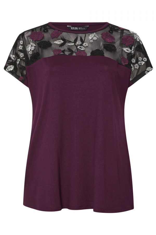 Büyük Beden Bisiklet Yaka Kısa Kollu Payet Detaylı Bluz 322209 Vervegrand