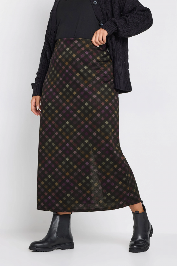 Büyük Beden Baklava Desenli Cepsiz Midi Boy Etek 302495 Vervegrand