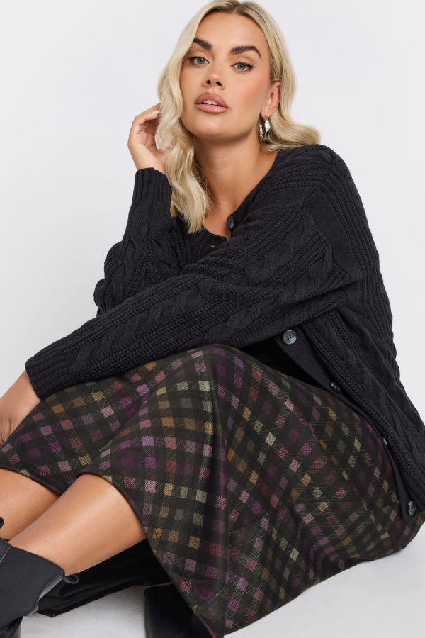 Büyük Beden Baklava Desenli Cepsiz Midi Boy Etek 302495 Vervegrand