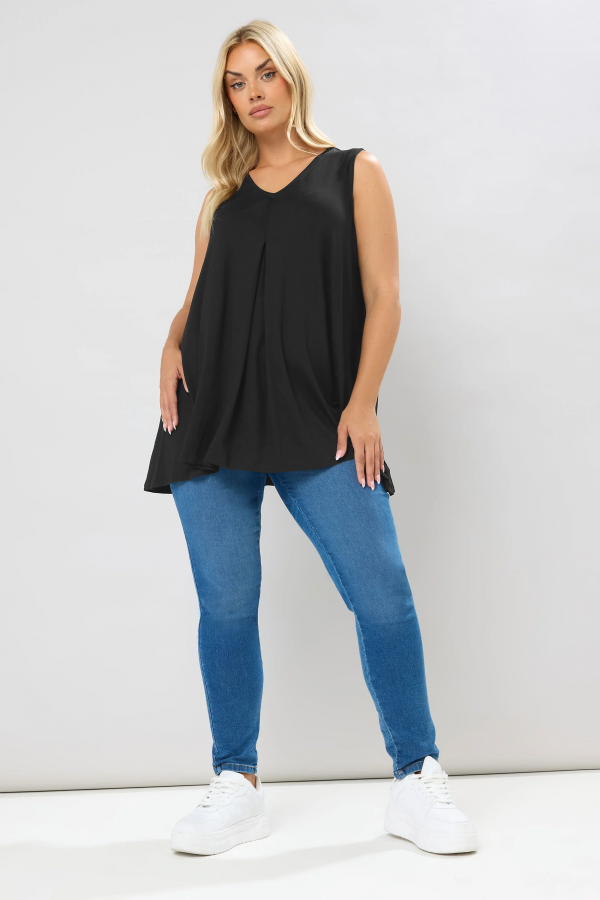 Büyük Beden Sıfır Kol V Yaka Eteği Bollaşan Basic Bluz 191309 Vervegrand
