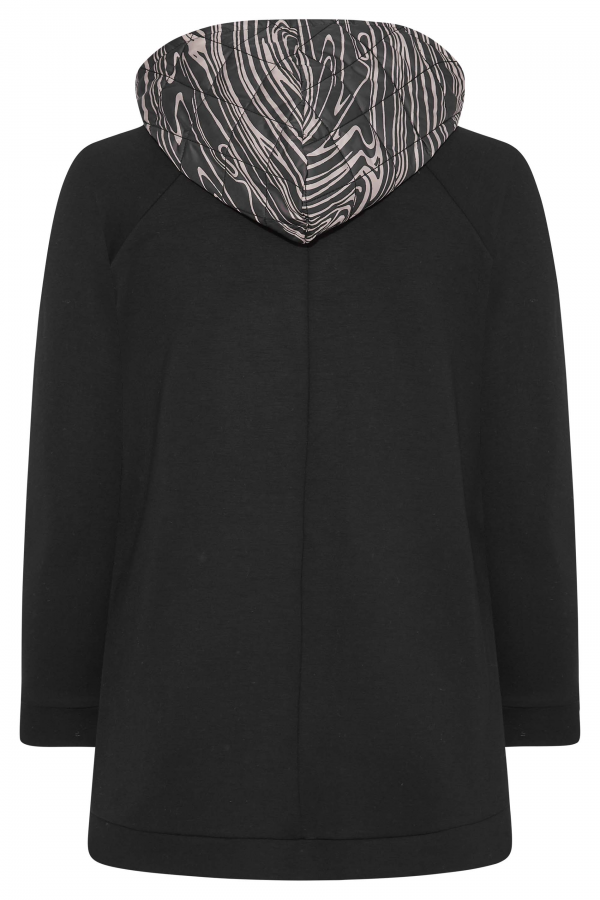 Büyük Beden Uzun Kollu Cepli Yanı Yırtmaçlı Kapüşonu Desenli Sweatshirt 300318 Vervegrand