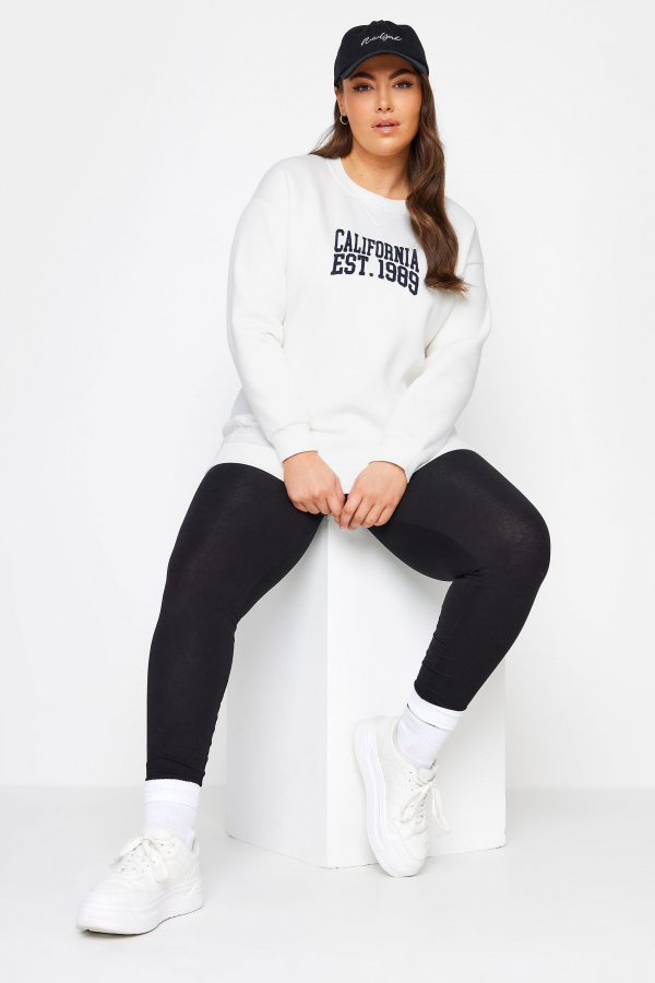 Büyük Beden Bisiklet Yaka İşleme Baskılı Uzun Kollu Sweatshirt 302918 Vervegrand