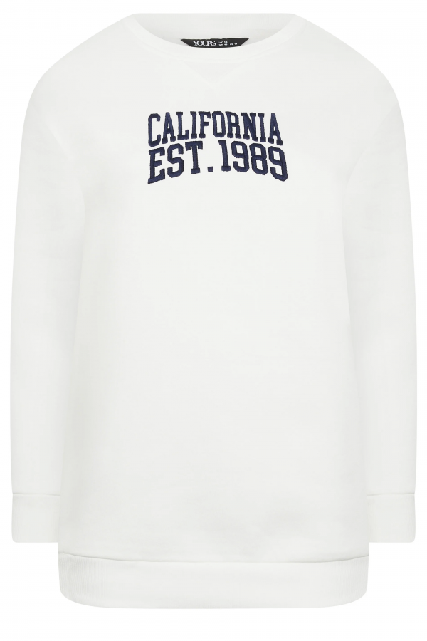 Büyük Beden Bisiklet Yaka İşleme Baskılı Uzun Kollu Sweatshirt 302918 Vervegrand