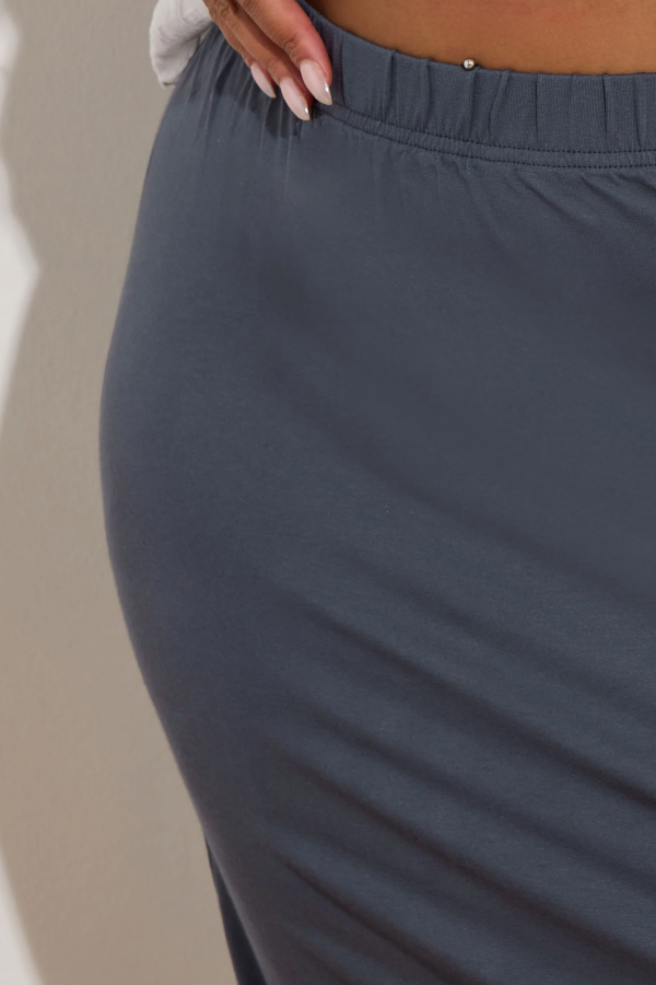 Büyük Beden Beli Lastikli Rahat Kalıp Midi Boy Etek 160301 Vervegrand