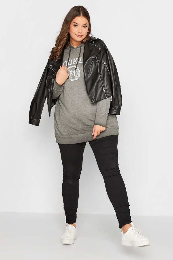 Büyük Beden Kapüşonlu Uzun Kollu Baskılı Sweatshirt 301145 Vervegrand