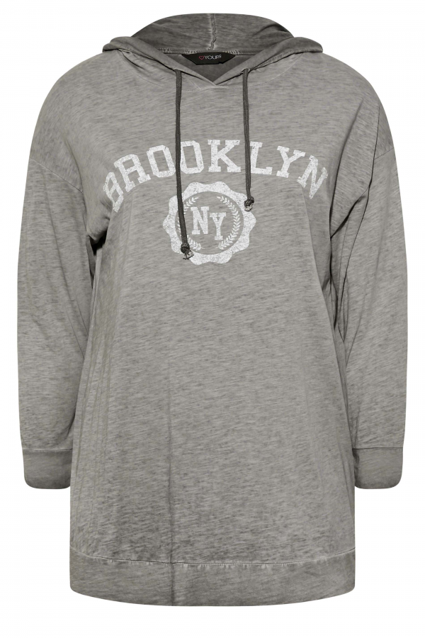 Büyük Beden Kapüşonlu Uzun Kollu Baskılı Sweatshirt 301145 Vervegrand