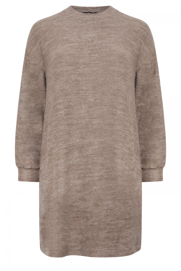 Büyük Beden Uzun Kollu Bisiklet Yaka Yumuşak Dokulu Elbise 321599 Vervegrand