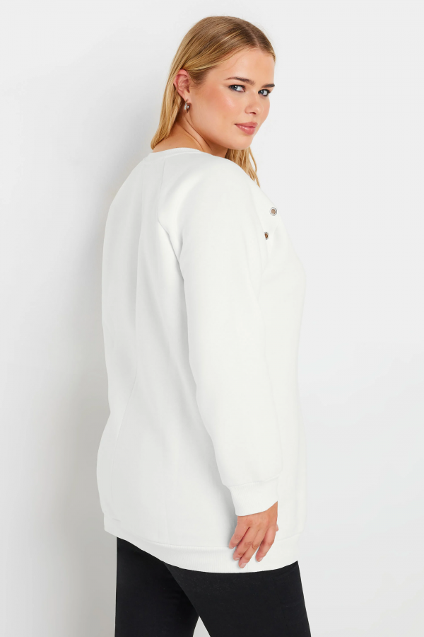 Büyük Beden Bisiklet Yaka Kuşgözü Detaylı Uzun Kollu Sweatshirt 302996 Vervegrand