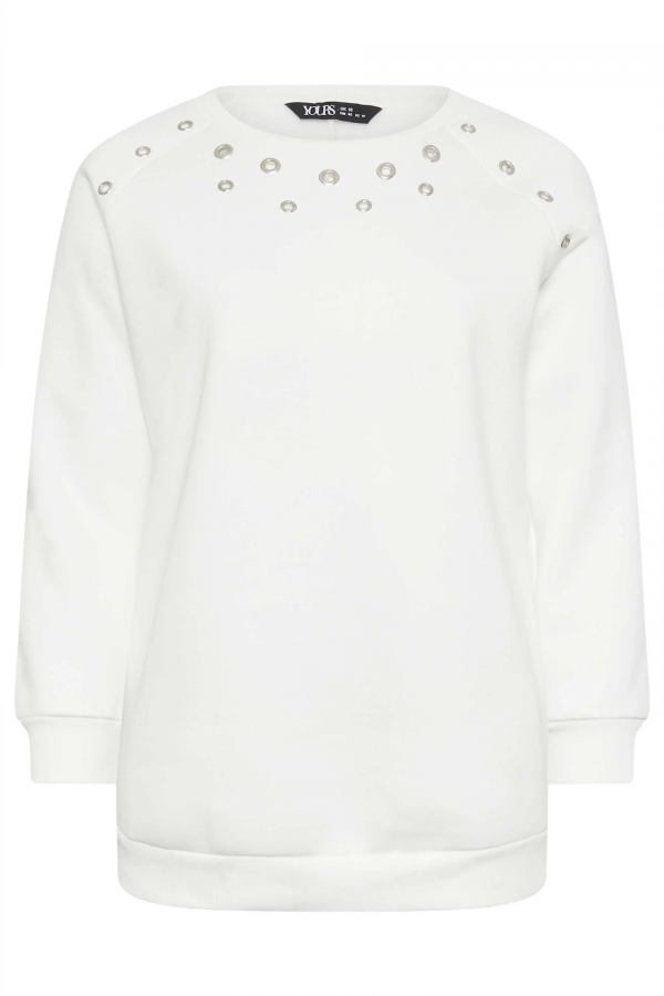 Büyük Beden Bisiklet Yaka Kuşgözü Detaylı Uzun Kollu Sweatshirt 302996 Vervegrand